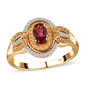 rubellite tourmaline yellow sapphire and moissanite ring in 18k yellow gold over sterling silver