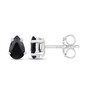 side view of black sapphire pear shape stud earrings in rhodium over sterling silver 1.00ctw