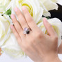amethyst rose quartz and smoky quartz ring in rhodium over sterling silver