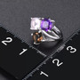 amethyst rose quartz and smoky quartz ring in rhodium over sterling silver