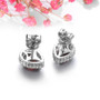 back view of garnet pear halo stud earrings in rhodium over sterling silver