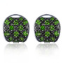chrome diopside and black spinel cluster earrings in black and white rhodium over sterling silver