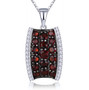 full view of chrome diopside and white zircon cluster pendant necklace in black and white rhodium over sterling silver