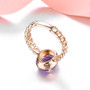 back view of amethyst chain link solitaire ring in 18k rose gold over sterling silver