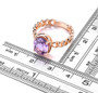 amethyst chain link solitaire ring in 18k rose gold over sterling silver shown for size comparison
