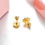 full view of spessartine garnet and white zircon earrings in 18k yellow gold over sterling silver