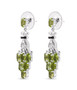 side view of peridot and black spinel dangle earrings in rhodium over sterling silver
