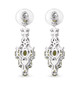 back view of peridot and black spinel dangle earrings in rhodium over sterling silver