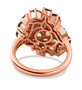back view of opal chrome diopside rhodolite garnet and zircon flower cluster ring in 18k rose gold over sterling silver