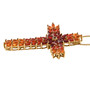 side view of colors of fire opal cross pendant necklace in 18k yellow gold over sterling silver