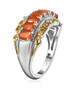 side view of fire opal and white zircon band ring in 18k yellow gold and rhodium over sterling silver