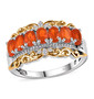 fire opal and white zircon band ring in 18k yellow gold and rhodium over sterling silver