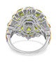 back view of peridot and black spinel ring in 18k yellow gold and rhodium over sterling silver