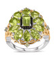 peridot and black spinel ring in 18k yellow gold and rhodium over sterling silver