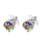 side view of mercury mist topaz 9mm round stud earrings in rhodium over sterling silver