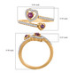 amethyst rhodolite garnet and moissanite heart bypass ring in 18k yellow gold over sterling silver shown for size comparison