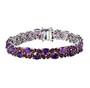 amethyst and rhodolite garnet cluster bracelet in rhodium over sterling silver front