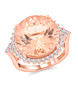round morganite and diamond halo ring in 18k rose gold