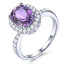womens natural london blue topaz and white zircon halo ring in rhodium over 925 sterling silver