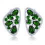 chrome diopside and white zircon earrings in rhodium over sterling silver