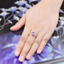 amethyst and citrine trilogy ring in rhodium over 925 sterling silver