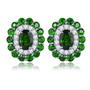 chrome diopside and white zircon double halo stud earrings in rhodium over sterling silver