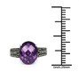 amethyst and black diamond ring in rhodium over sterling silver shown for size comparison