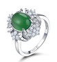 green agate and white zircon ring in rhodium over sterling silver