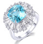 full view of green fluorite and white zircon halo ring in rhodium over sterling silver