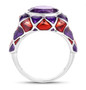side view of amethyst enameled ring in rhodium over sterling silver