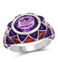 amethyst enameled ring in rhodium over sterling silver