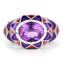 front view of amethyst enameled ring in rhodium over sterling silver
