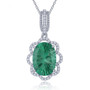 green fluorite and white zircon halo pendant necklace in rhodium over sterling silver