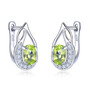 peridot and white zircon j- hoop earrings in rhodium over sterling silver