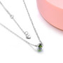 back view of 5mm round chrome diopside cabochon necklace in rhodium over sterling silver