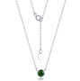 5mm round chrome diopside cabochon necklace in rhodium over sterling silver