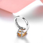 citrine and white zircon ring in rhodium over sterling silver