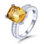 citrine and white zircon ring in rhodium over sterling silver