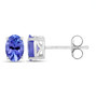 side view of 6 5x4 5mm oval tanzanite stud earrings in solid 14k white gold