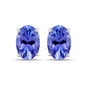 front view of 6 5x4 5mm oval tanzanite stud earrings in solid 14k white gold