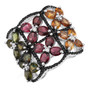 multi tourmaline and black spinel openwork floral cluster ring in rhodium over sterling silver