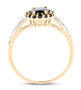 side view of green tourmaline and white diamond halo ring in solid 10k yellow gold