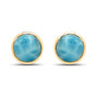 larimar round bezel set stud earrings in 14k yellow gold over sterling silver