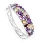 multi gemstone cluster bangle bracelet in rhodium over sterling silver