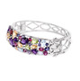 side view of multi gemstone cluster bangle bracelet in rhodium over sterling silver