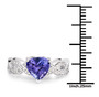 tanzanite and white diamond infinity ring in solid 14k white gold shown for size comparison