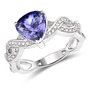 tanzanite and white diamond infinity ring in solid 14k white gold