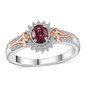 rubellite tourmaline and white zircon halo ring in 18k rose gold and rhodium over sterling silver