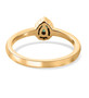 back view of pear emerald and brown zircon halo ring in black rhodium and 18k yellow gold over sterling silver