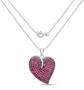 full view of ruby cluster heart pendant necklace in rhodium over sterling silver